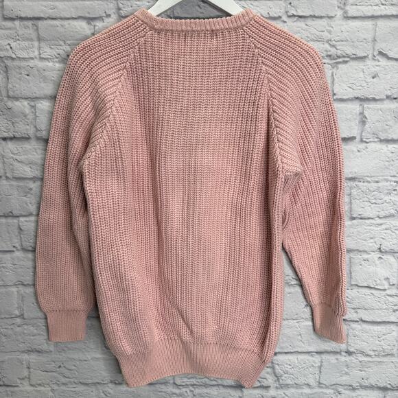 Vintage J. Crew Outfitters Knit Sweater Size L Blush Pink Chunky Knit Crewneck - Picture 5 of 5